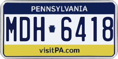 PA license plate MDH6418