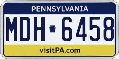 PA license plate MDH6458