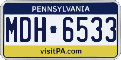 PA license plate MDH6533