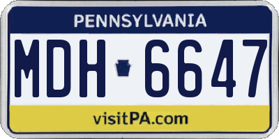 PA license plate MDH6647