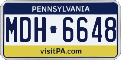 PA license plate MDH6648