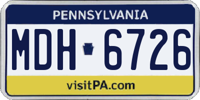 PA license plate MDH6726