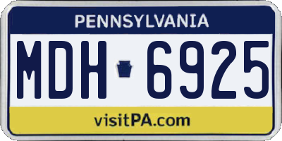 PA license plate MDH6925