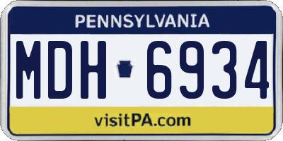 PA license plate MDH6934