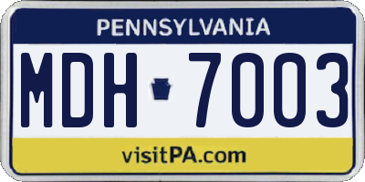 PA license plate MDH7003