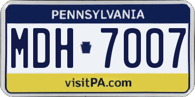 PA license plate MDH7007