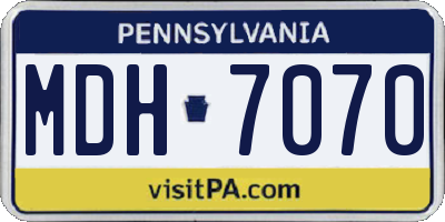 PA license plate MDH7070