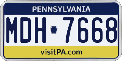 PA license plate MDH7668