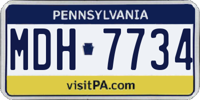 PA license plate MDH7734