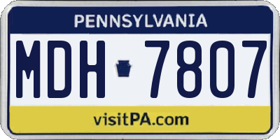 PA license plate MDH7807