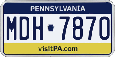 PA license plate MDH7870