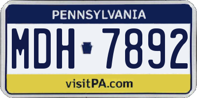 PA license plate MDH7892
