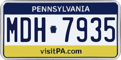 PA license plate MDH7935