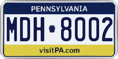 PA license plate MDH8002