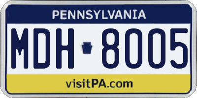 PA license plate MDH8005