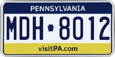 PA license plate MDH8012