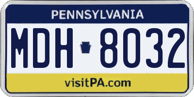 PA license plate MDH8032