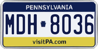 PA license plate MDH8036