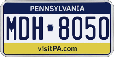 PA license plate MDH8050