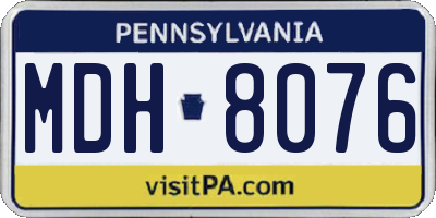 PA license plate MDH8076