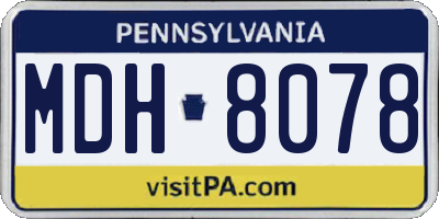 PA license plate MDH8078