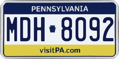 PA license plate MDH8092