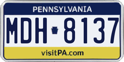 PA license plate MDH8137