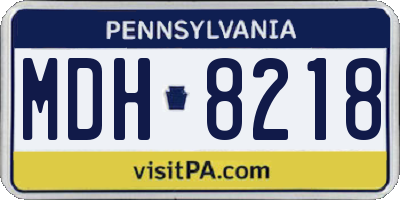 PA license plate MDH8218
