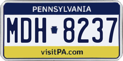 PA license plate MDH8237