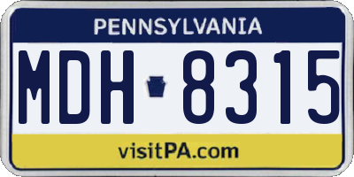 PA license plate MDH8315