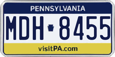PA license plate MDH8455