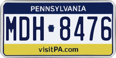 PA license plate MDH8476