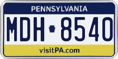 PA license plate MDH8540
