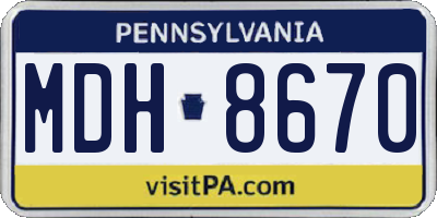 PA license plate MDH8670