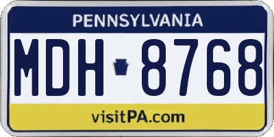 PA license plate MDH8768