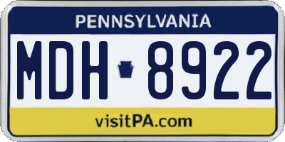 PA license plate MDH8922
