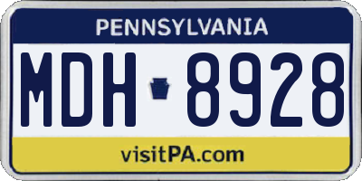 PA license plate MDH8928