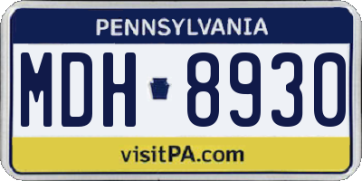 PA license plate MDH8930