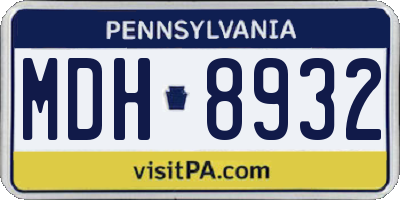 PA license plate MDH8932