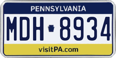PA license plate MDH8934