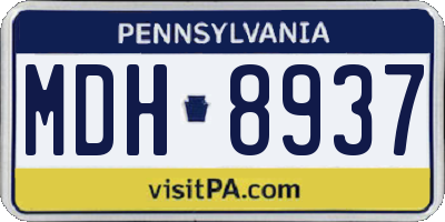 PA license plate MDH8937