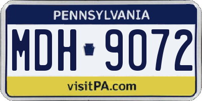 PA license plate MDH9072