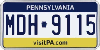 PA license plate MDH9115