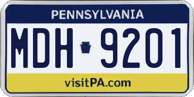 PA license plate MDH9201