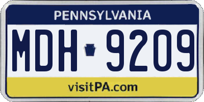 PA license plate MDH9209
