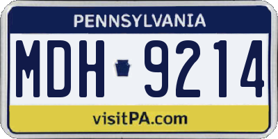 PA license plate MDH9214