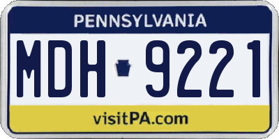 PA license plate MDH9221