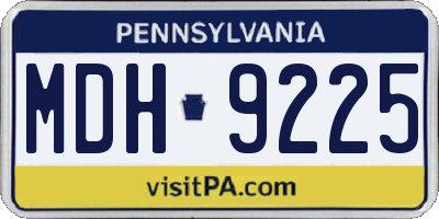 PA license plate MDH9225