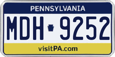 PA license plate MDH9252