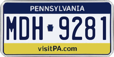 PA license plate MDH9281